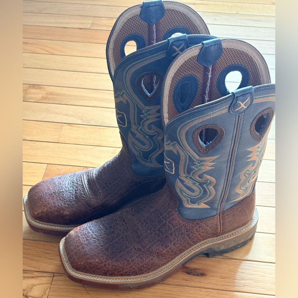 TWISTED X MEN'S BROWN WESTERN WORK BOOTS - ALLOY TOE size 9 1/2 D